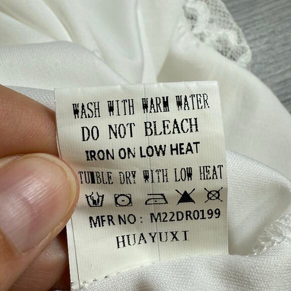 Simplee Lace Maxi Dress Size L SS V Neck Lined Destination Beach Wedding Bridal - Picture 16 of 16